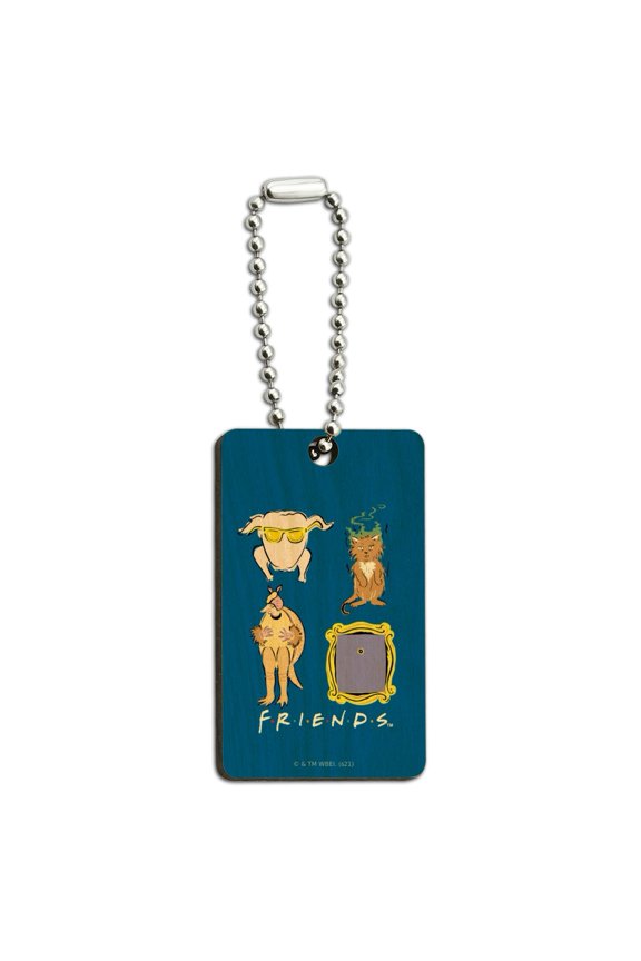 Friends Symbols Wood Wooden Rectangle Keychain Key Ring