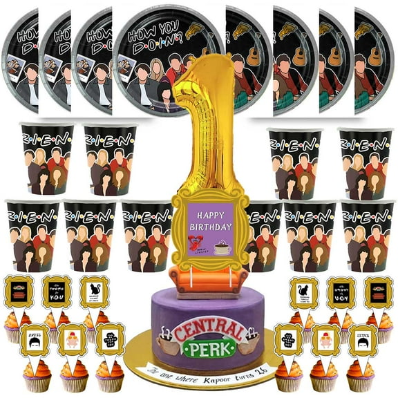 Friends TV Birthday 1st Cups Party Supplies Plates Fans Decorations Cake Topper Decor