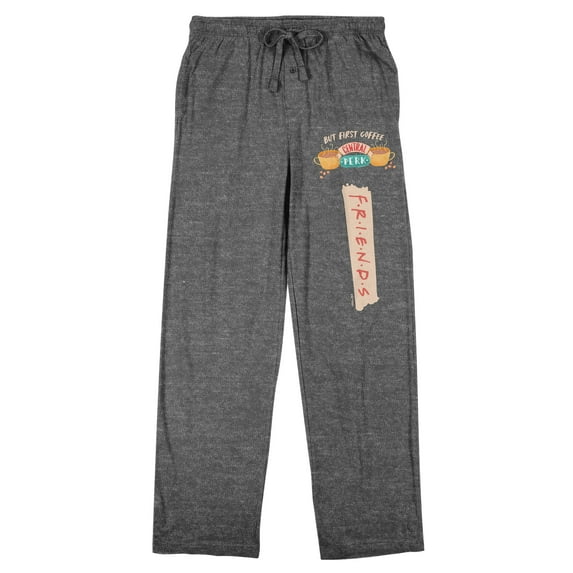 Friends (TV) Central Perk "But First Coffee" Men's Heather Grey Sleep Pajama Sleep Pants-XL