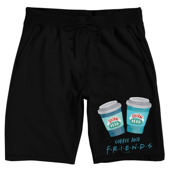 Friends TV Coffee And Friends Men's Black Sleep Pajama Shorts-XXL