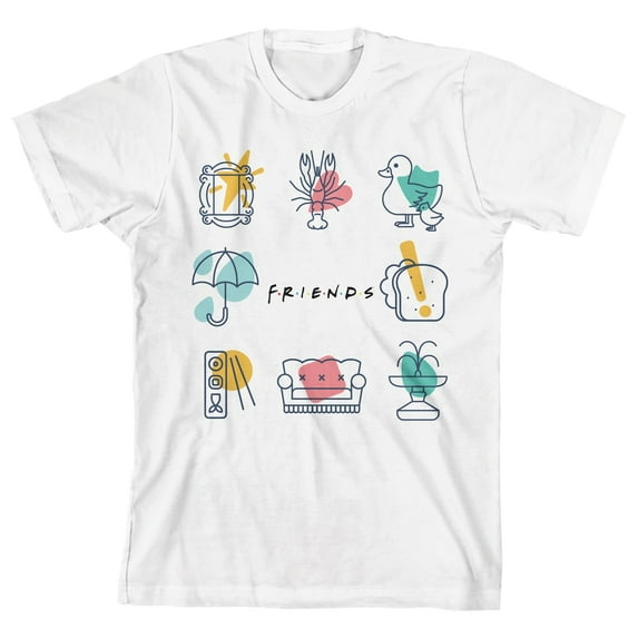 Friends TV Elements Art Youth Boys White T-Shirt-Large