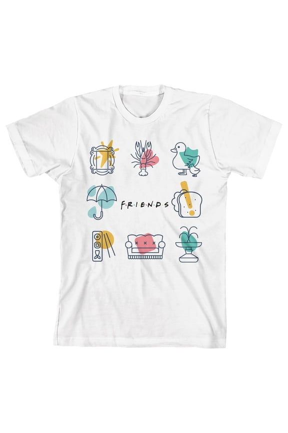 Friends TV Elements Art Youth Boys White T-Shirt-XS