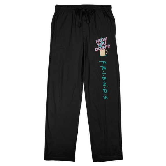 Friends TV How You Doin'? Men's Black Drawstring Sleep Pants-Medium