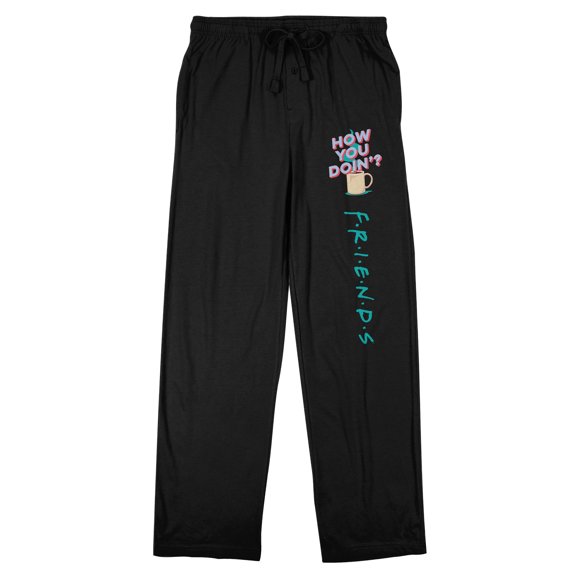 Friends TV How You Doin'? Men's Black Drawstring Sleep Pants-Small