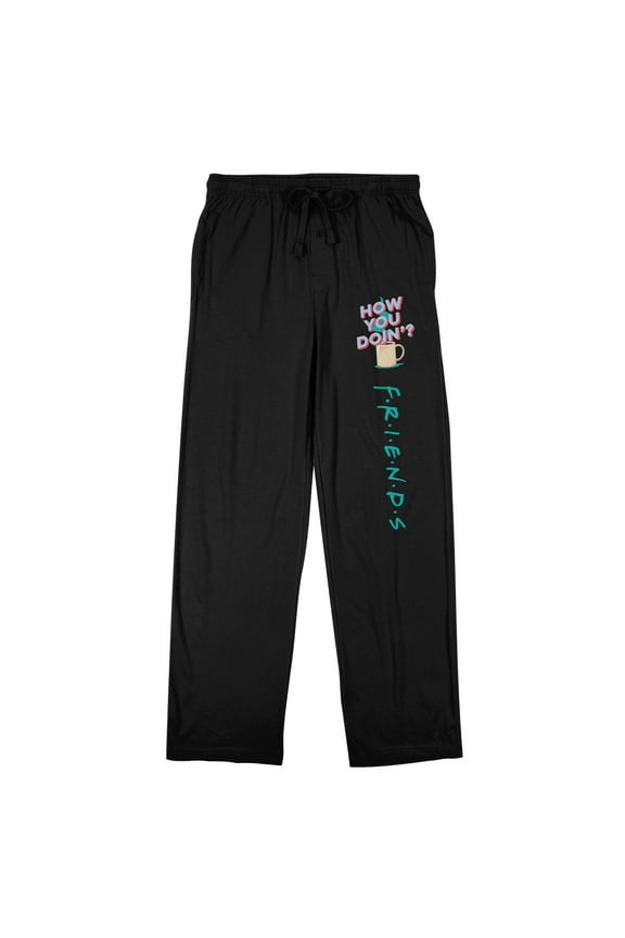 Friends TV How You Doin'? Men's Black Drawstring Sleep Pants-XL
