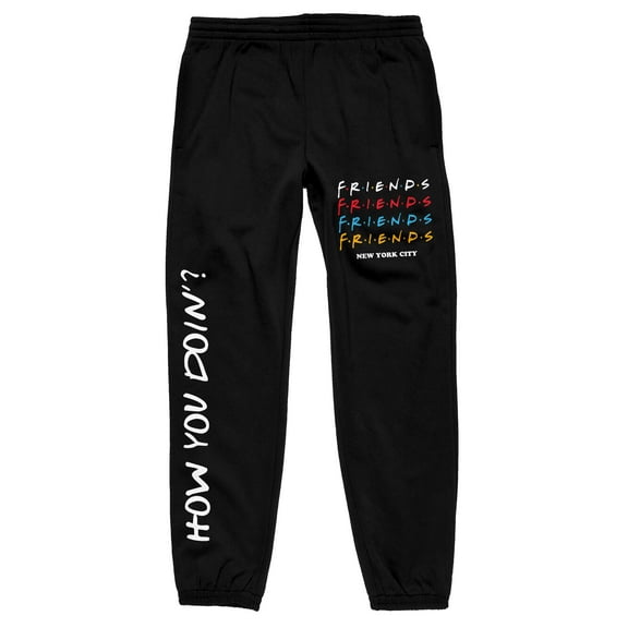 Friends TV How You Doin' Men's Black Jogger Pants-Medium