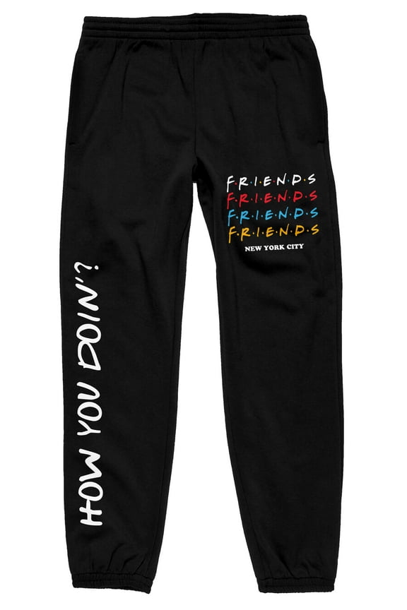 Friends TV How You Doin' Men's Black Jogger Pants-Small