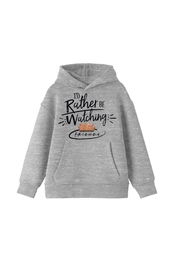 Friends TV I'd Rather Be Watching Friends Boy's Athletic Heather Sweatshirt-Medium