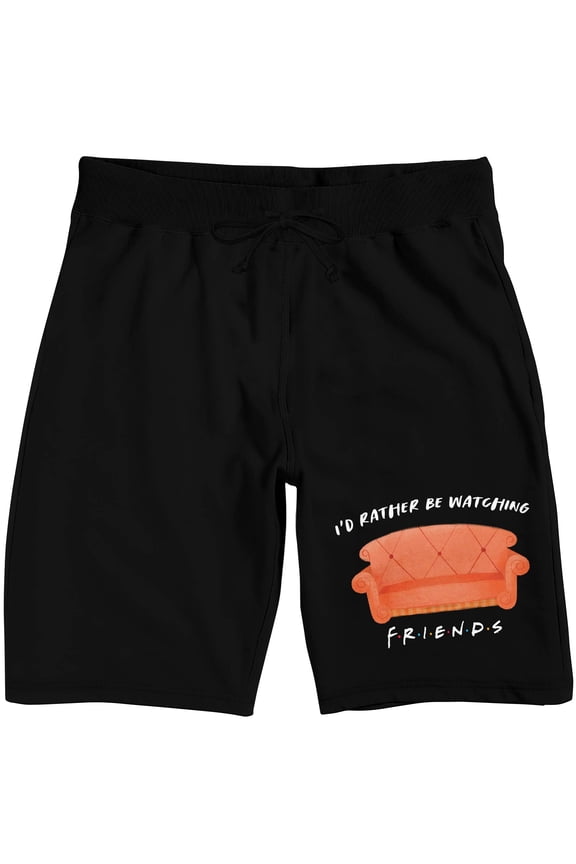 Friends TV I'd Rather Be Watching Friends Men's Black Sleep Pajama Shorts-Medium