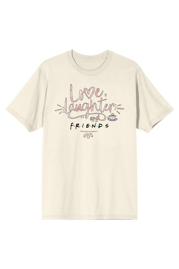 Friends TV Love And Laughter Crew Neck Short Sleeve Natural Women's T-shirt