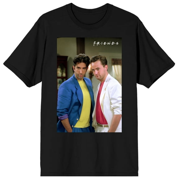 Friends TV Ross and Chandler Men's Black Graphic Tee-XXL