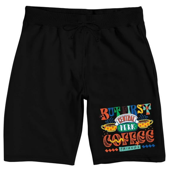 Friends TV Series Central Perk Men's Black Graphic Sleep Shorts-Medium