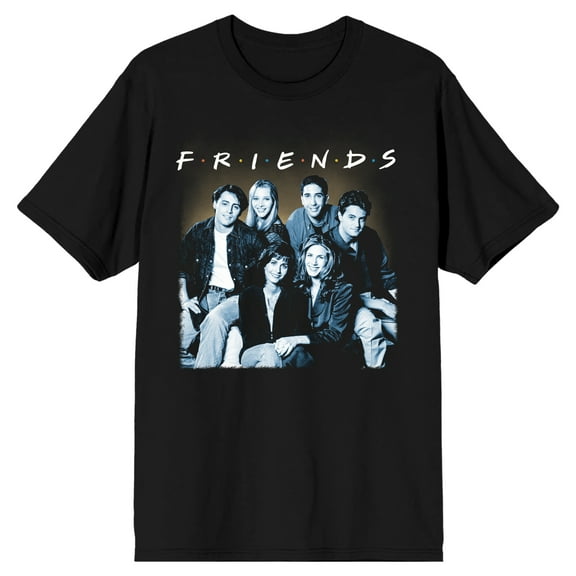 Friends TV Show Black and White Cast Photo Men's Black T-shirt-6XL