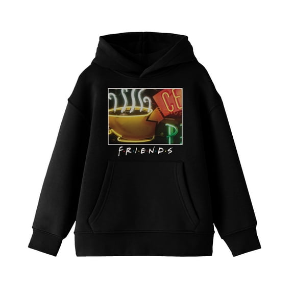 Friends TV Show Central Perk Close Up Boy's Black Sweatshirt-X-Small