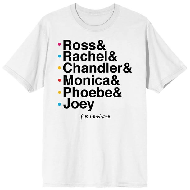 Friends TV Show Merchandise: Character Names Men White T-Shirt