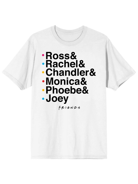 Friends TV Show Character Names Men's White T-shirt-Medium