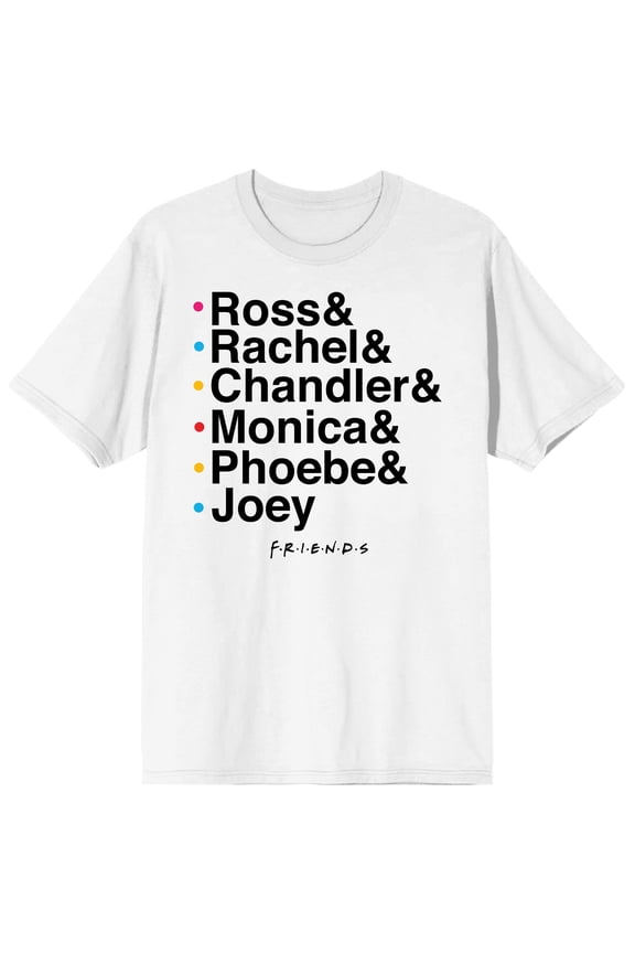 Friends TV Show Character Names Men's White T-shirt-Medium