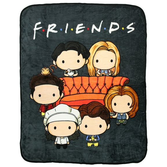 Friends TV Show Chibi Characters Micro Raschel Throw Blanket 46"x60" (116cm x 152cm)