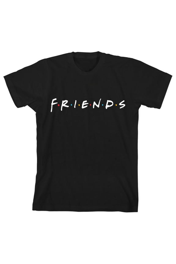 Friends TV Show Logo Boy's Black T-shirt-XS