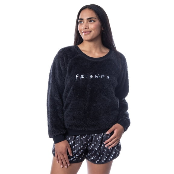 Friends TV Show Logo Womens' Sweater and Shorts Sleep Jogger Pajama Set