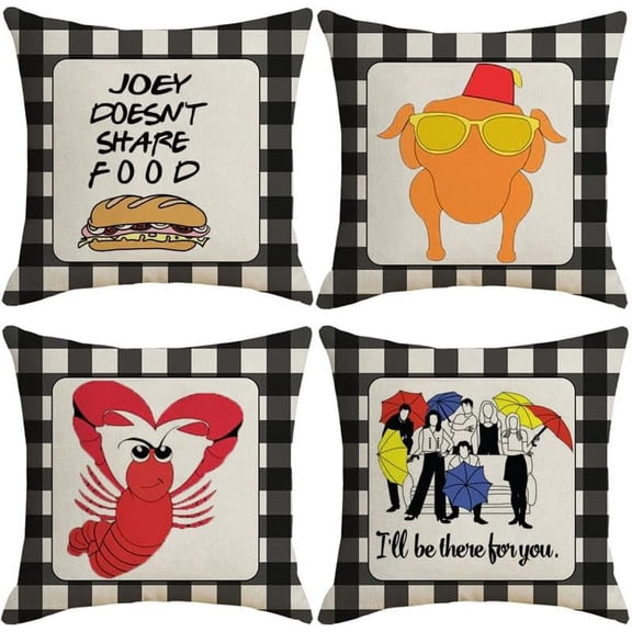 Friends TV Show Merchandise 4PCS Decorative Pillow Covers Bed Sofa Couch Pillow Covers for Farmhouse Couch Friends Tv Show Gift for Friends Fans