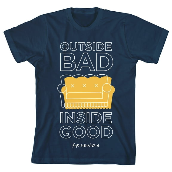 Friends TV Show Outside Bad Inside Good Youth Navy T-shirt-Medium