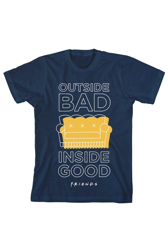 Friends TV Show Outside Bad Inside Good Youth Navy T-shirt-X-Small