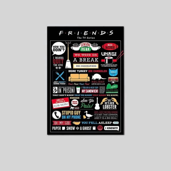 Friends - TV Show Poster (Infographic - Quotes Logos Pictos) Poster Size 24''x36'' Googate