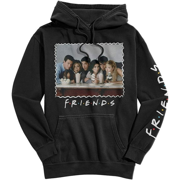 Friends TV Show Pullover Hoodie with Iconic Friends Logo (Large, Black)