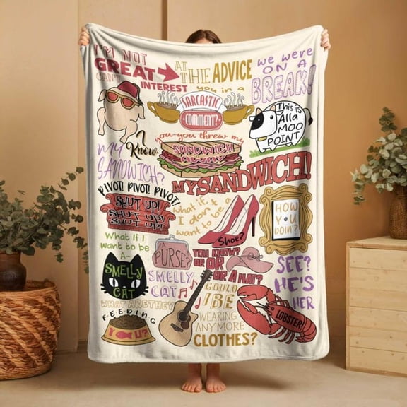 Friends TV Show Quote Blanket, Funny Friends watching Throw, Custom Blanket, Cozy TV Lover Blanket, Smelly Cat Throw