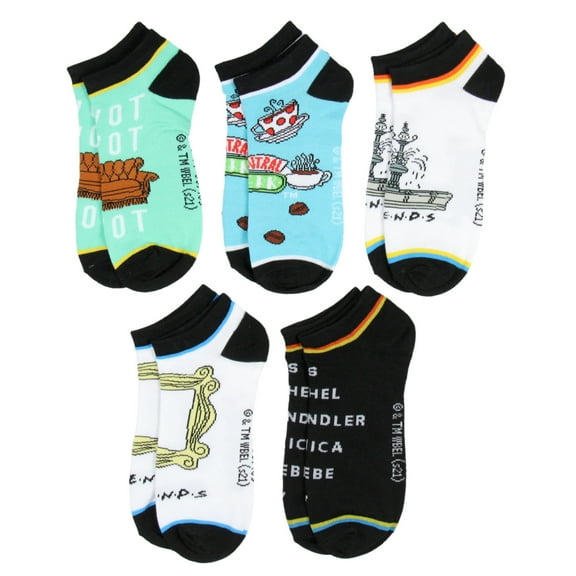 Friends TV Show Socks Pivot Pivot Central Perk Mix and Match Adult Ankle No-show Socks 5 Pairs