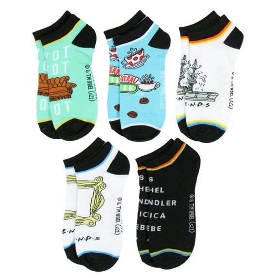 Friends TV Show Socks Pivot Pivot Central Perk Mix and Match Adult Ankle No-show Socks 5 Pairs