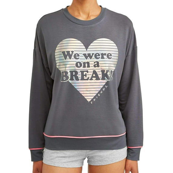 Friends TV Show Women's We Were on a Break Long Sleeve Pajama Pullover Top