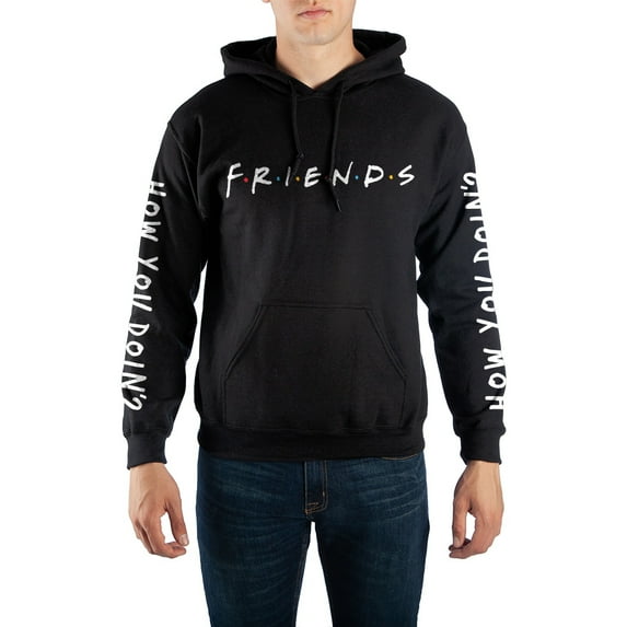 Friends TV Sitcom Series How You Doin Mens Black Hoodie-XL