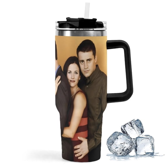 Friends TV-theme Insulated Stainless Steel Tumbler with Handle Gifts For Family Friends Fans and Straw Fits in Standard Cup Holder 40 OZ