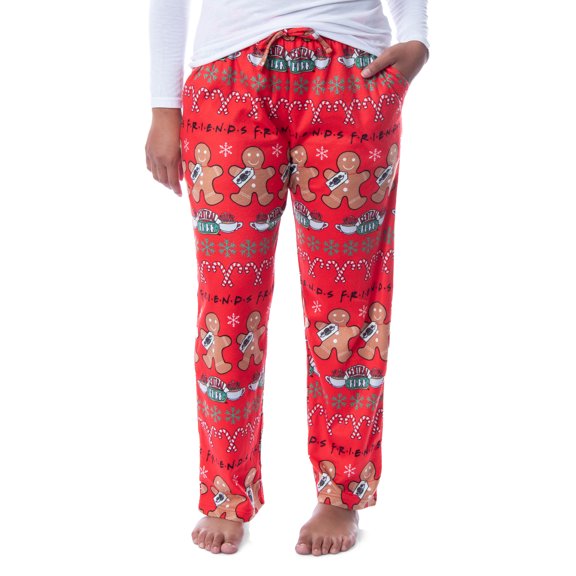 Friends The TV Series Womens' Gingerbread Central Perk Ugly Sweater Pajama Pants