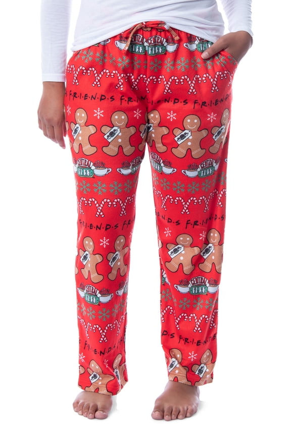 Friends The TV Series Womens' Gingerbread Central Perk Ugly Sweater Pajama Pants