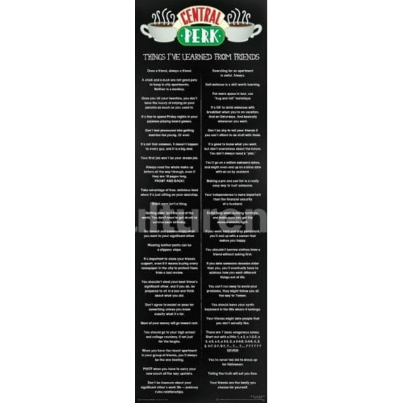 Friends - Things I Learned - Central Perk Poster (36 X 12)