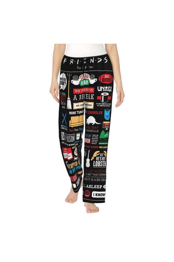 Friends Tv Show Lounge Pajama Pants Cute Breathable Loose-Fit Women Drawstring Tie Waist Sleep Bottoms
