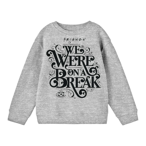 Friends Tv Show We Were On A Break Boy's Athletic Heather Long Sleeve Shirt-Medium
