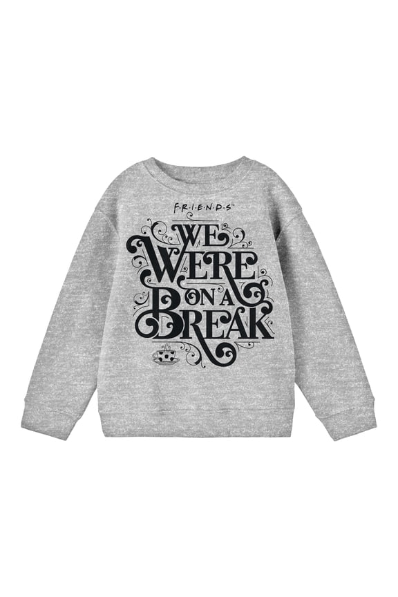 Friends Tv Show We Were On A Break Boy's Athletic Heather Long Sleeve Shirt-XS