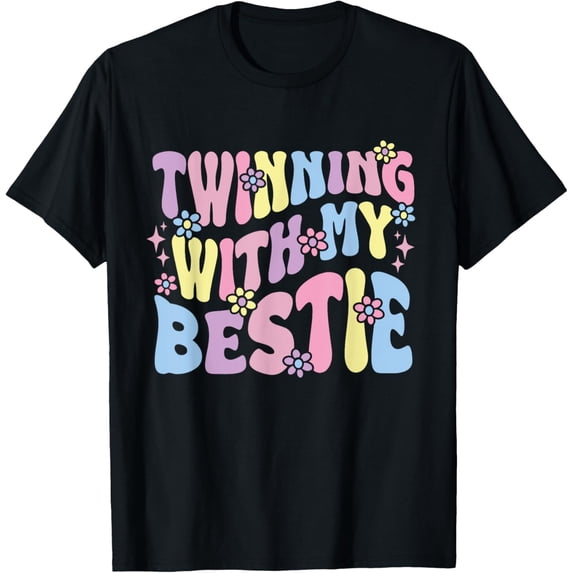 Friends Twinning With My Bestie Spirit Week Girls T-ShirtMen and women, Black T-shirt, size: Extra large