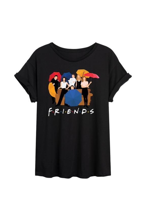 - Umbrellas With White Logo - Juniors Oversized Graphic T-Shirt