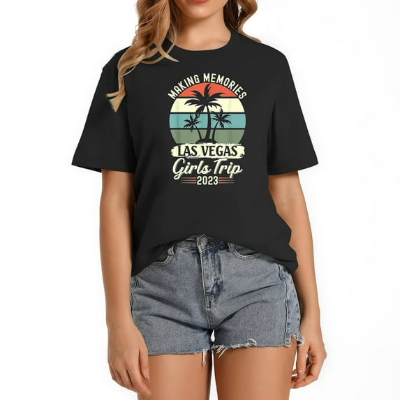 Friends Vacation Girl Weekend Las Vegas Girls Trip Chic Women's Top with Trendy Print