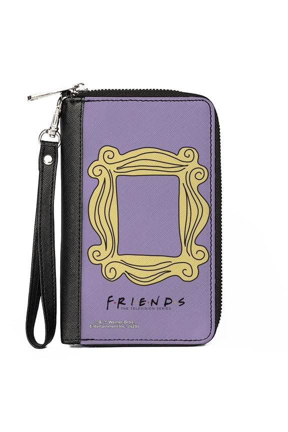 Friends Wallet, Zip Around, Friends Monicas Peephole Frame Lavender Yellow, Vegan Leather