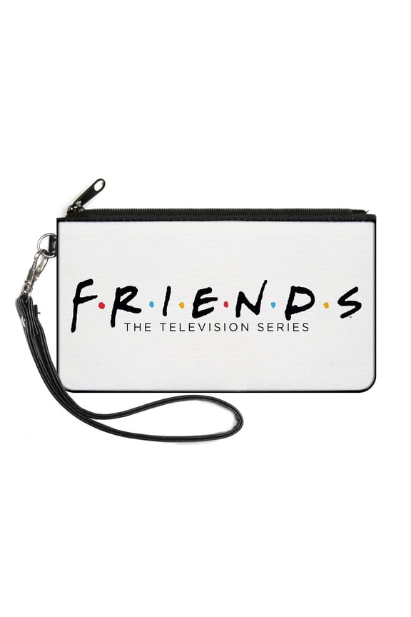 Friends Wallet, Zip Clutch, Friends The Television Series Logo White Black Multi Color, Canvas