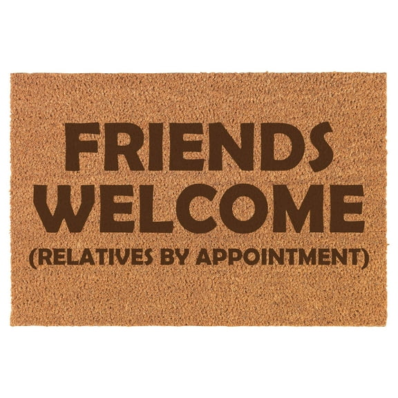 Friends Welcome Relatives by Appointment Funny Doormat Brown Natural Coir Rectangular Front Entry Non Slip Door Mat (18 in. x 30 in.)