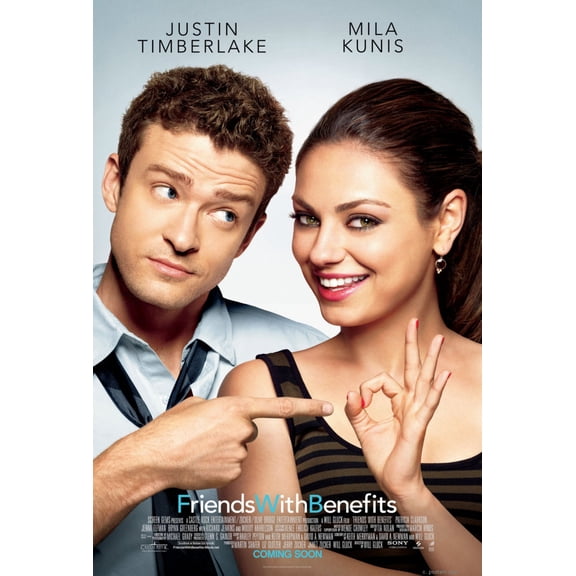 Friends With Benefits Movie Poster Kunis Timberlake 12x16 Print on Metal Sign 12in x 16in Square Adults Best Posters