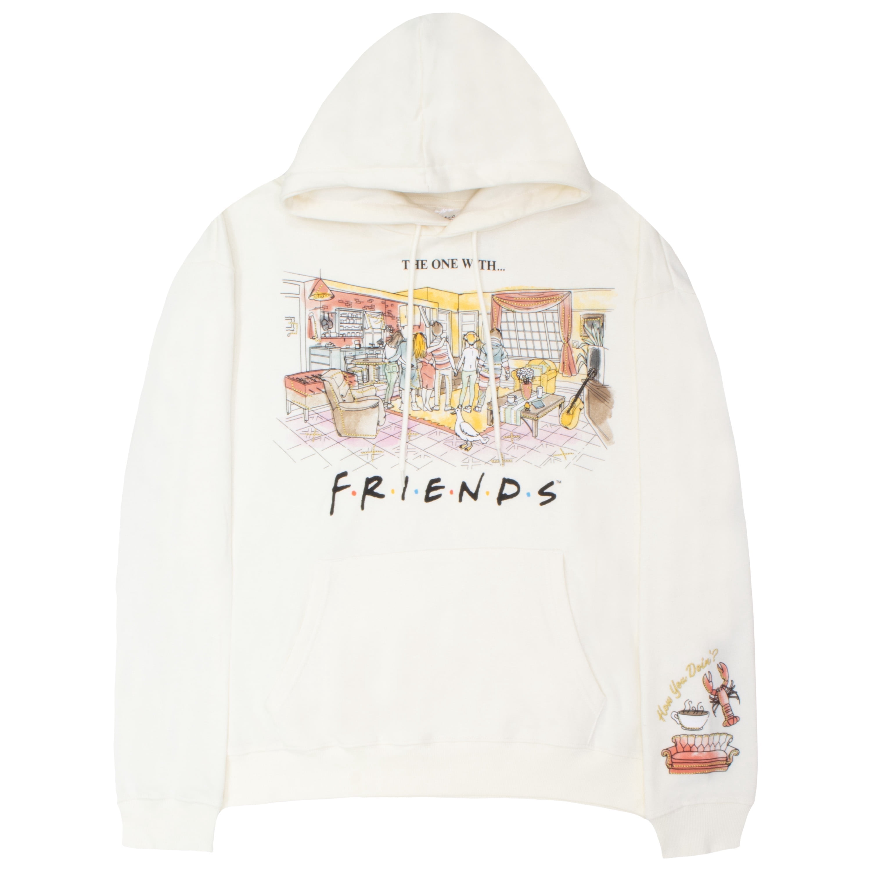 Friends Women’s Pullover Hoodie, Long Sleeve Graphic Hooded Sweatshirt, Sizes XS-XL