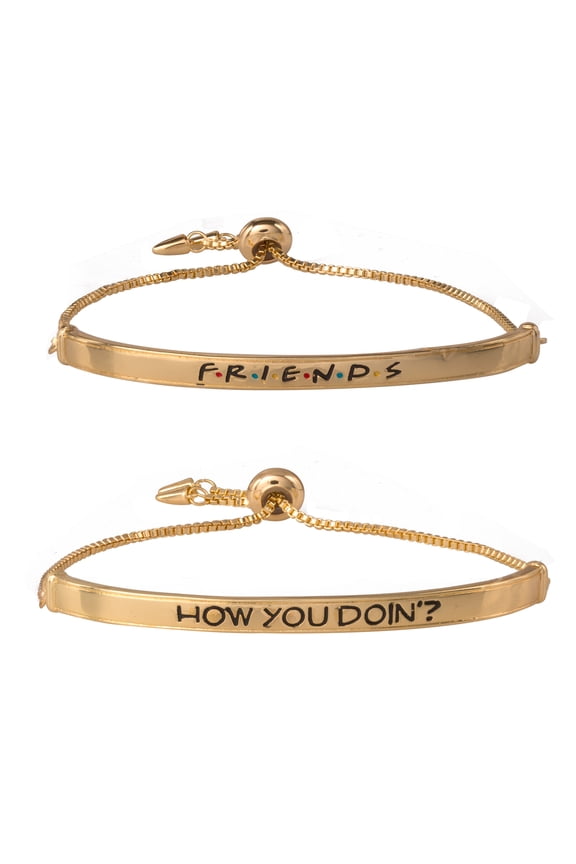 Women's Yellow Plated "How You Doin'" Lariat Bracelet Set, 2